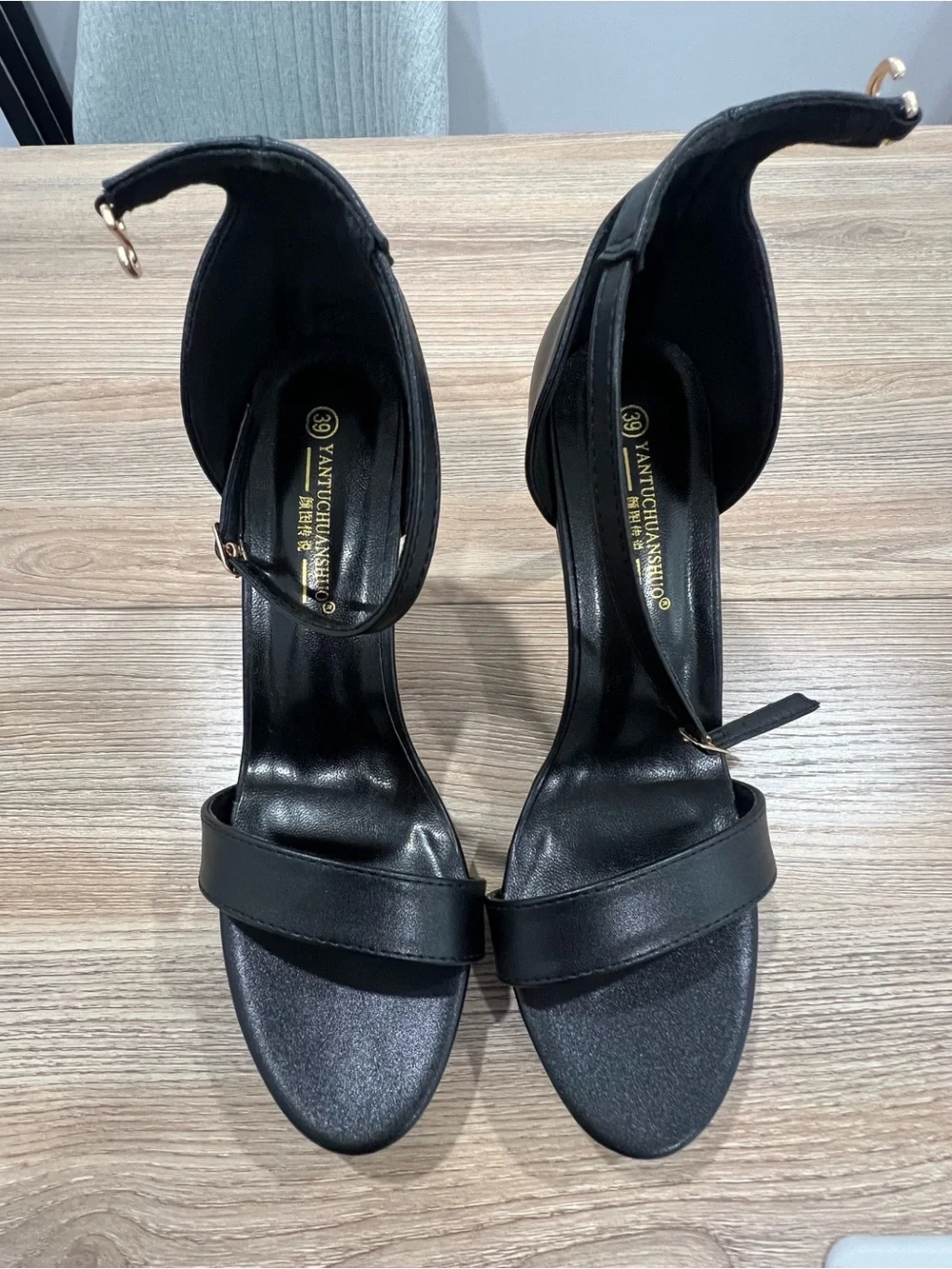 Women's Black Ankle-Strap High Heel Sandals